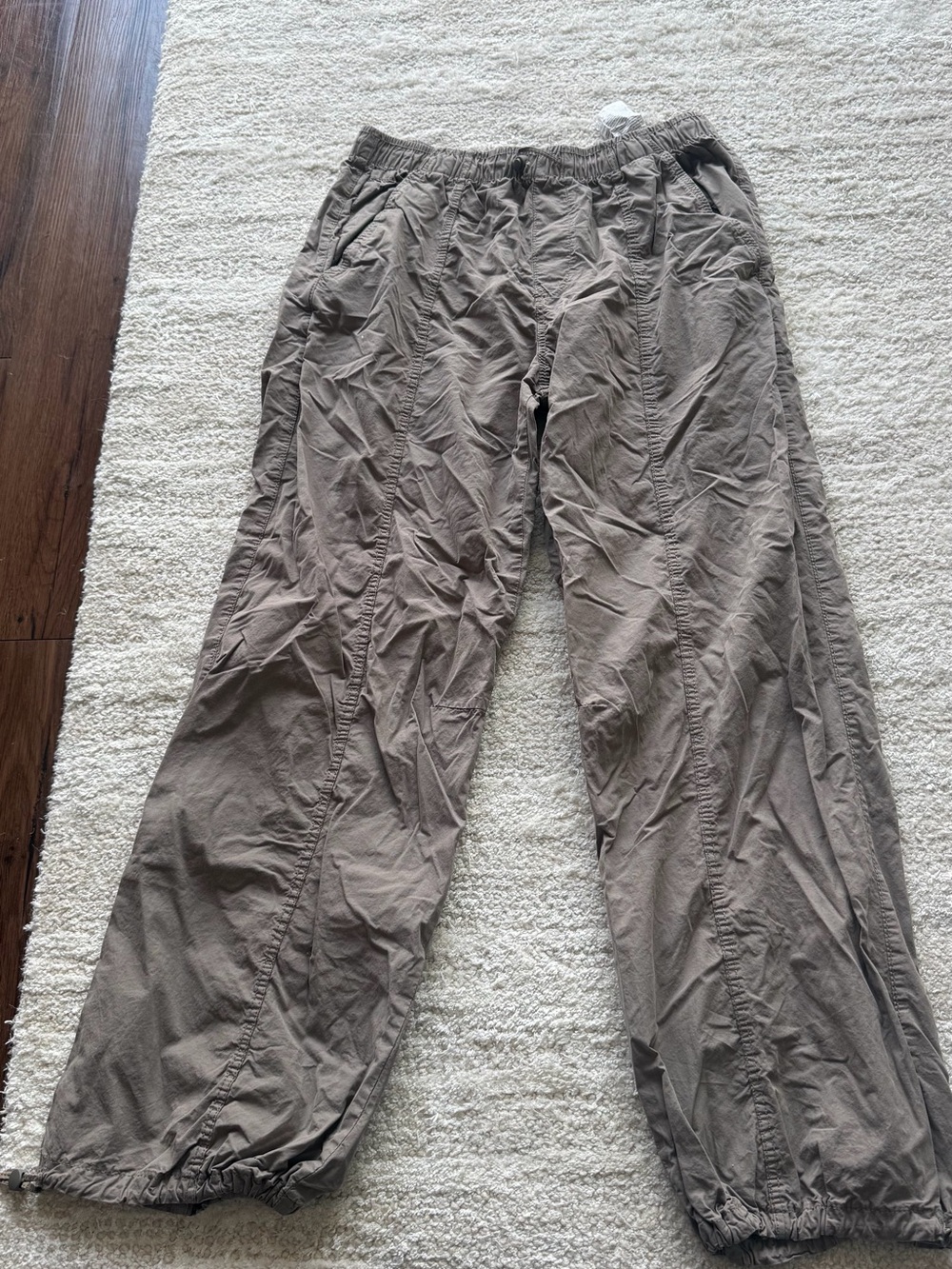 Zara Taupe Elastic-Waist Track Pants with Drawstring Cuffs